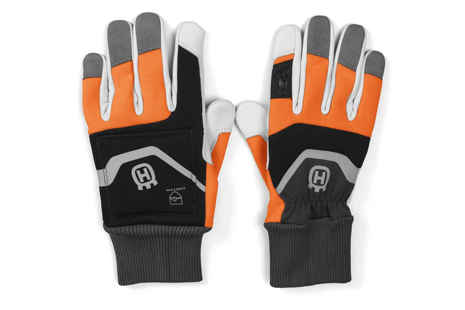 Husqvarna Functional with Saw Protection Gloves - Leather gloves for chainsaw use.