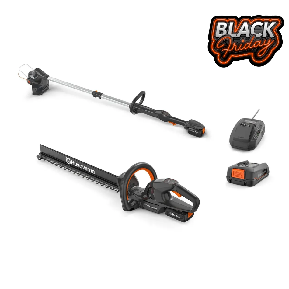 Husqvarna Aspire™ Grass Trimmer + Hedge Trimmer Bundle - With 2.5Ah Battery and Charger