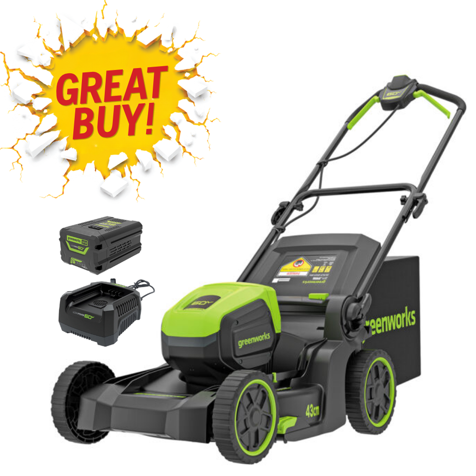 Greenworks 60V Pro Brushless Push Lawnmower Kit [LM170600]