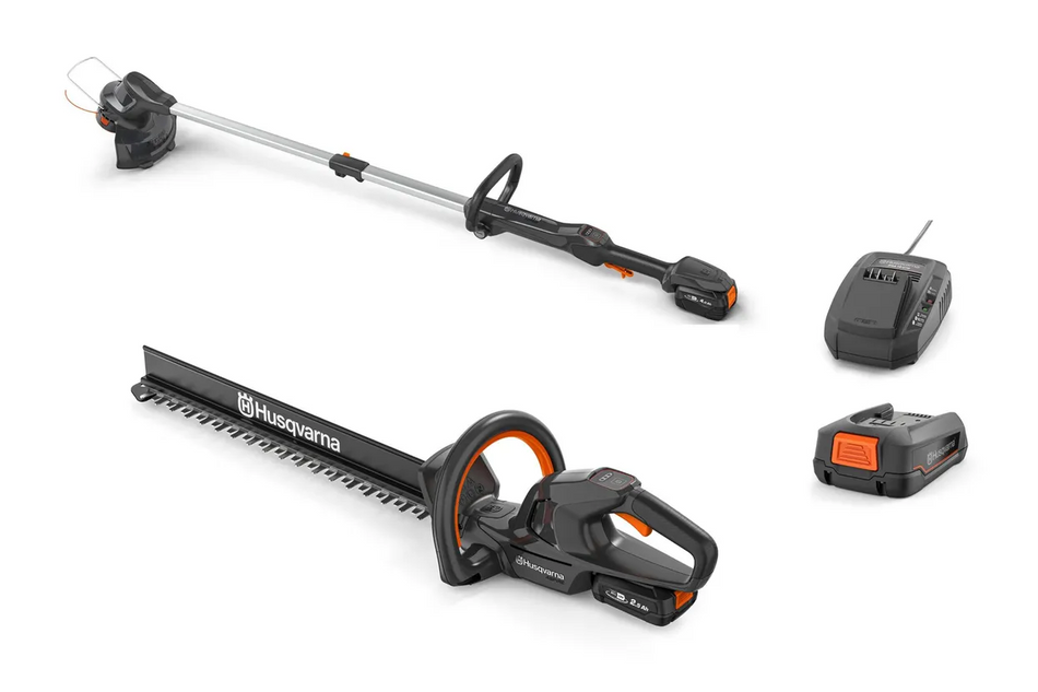 Husqvarna Aspire™ Grass Trimmer + Hedge Trimmer Bundle - With 2.5Ah Battery and Charger