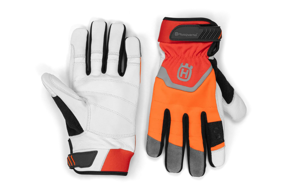 Husqvarna Technical with Saw Protection Gloves - Leather gloves for professional chainsaw work.