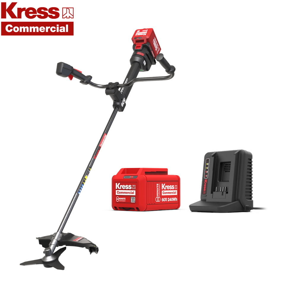 Kress Comm KC170.9 60V Brush Cutter (Rear Motor) Kit - Delivering a robust 1.5 kW of power rivaling a 35 cc gas engine.