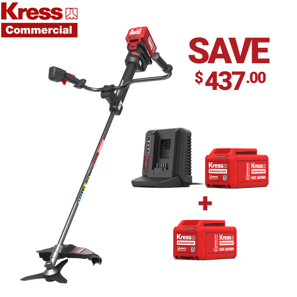 Kress Comm KC170.9 60V Brush Cutter (Rear Motor) Kit - Delivering a robust 1.5 kW of power rivaling a 35 cc gas engine.