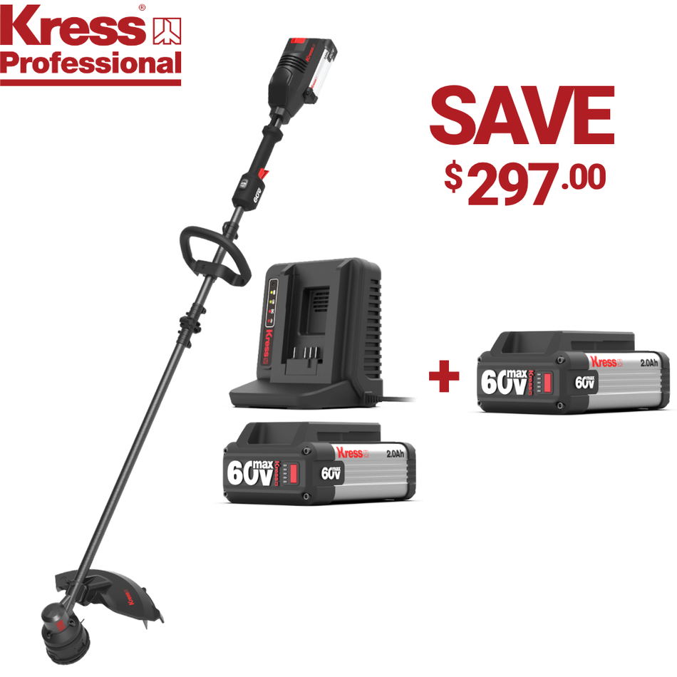 Kress Pro KG161.9 41cm Cordless Trimmer Kit - KG161.9 Cordless String Trimmer with 1x KA3000 Battery & 1x KA3713 Charger