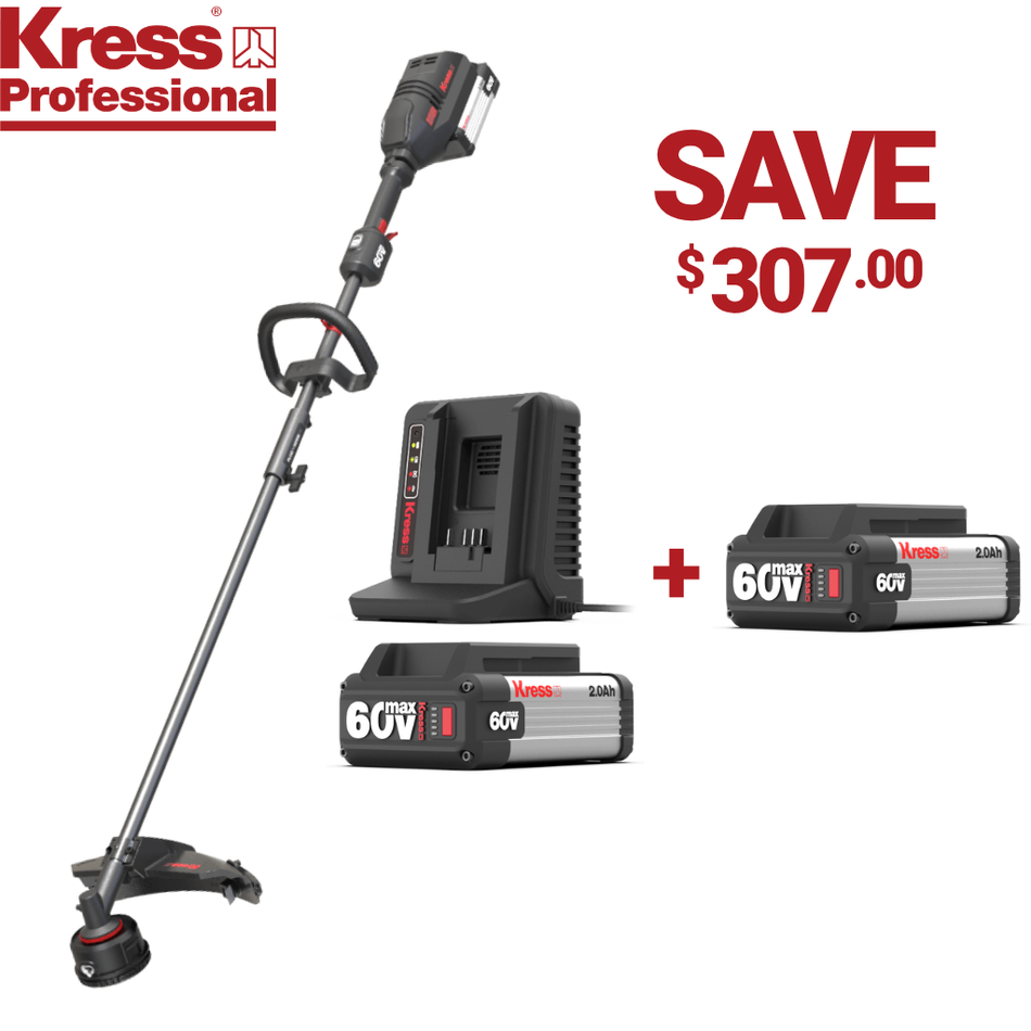 Kress Pro KG163.9 41cm String Trimmer Kit - KG163.9 Attachment Capable Trimmer w/ 1 KA3000 Battery & 1 KA3713 Charger