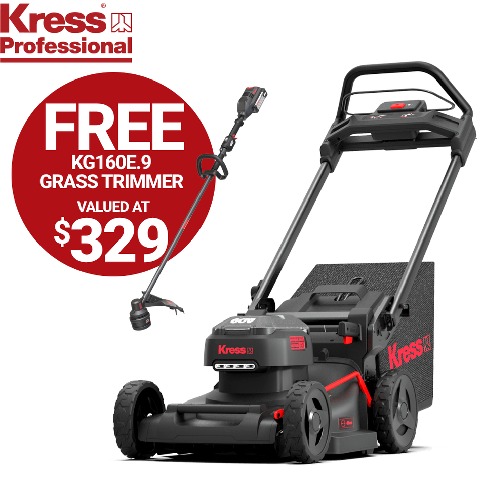 Kress Pro KG756E.9 60V 46cm Lawn Mower - Quiet, zero-emissions and cost-effective.