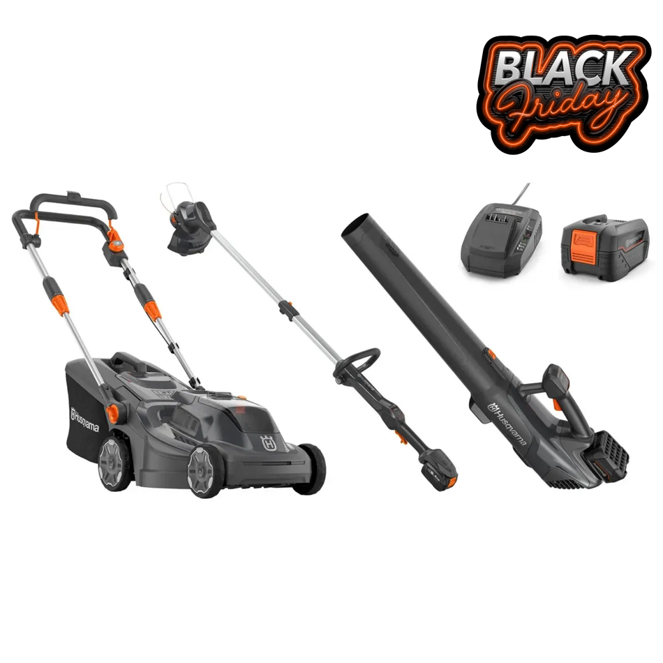 Husqvarna Aspire™ Lawn Mower + Grass Trimmer + Leaf Blower Bundle - With 4.0Ah Battery and Charger