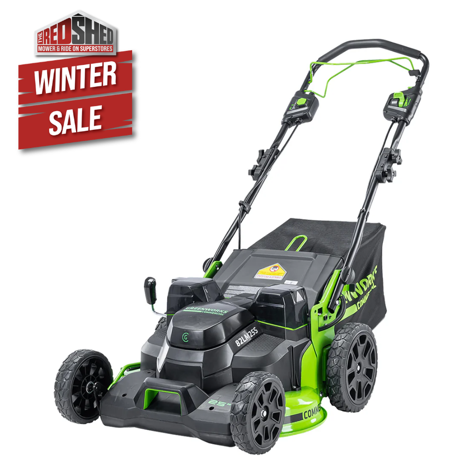 Greenworks 82LM25S 82V 25'' SP Mower [2518507AU] - Self-Propelled, 25" cut, high visibility LEDs, brushless motors, foldable
