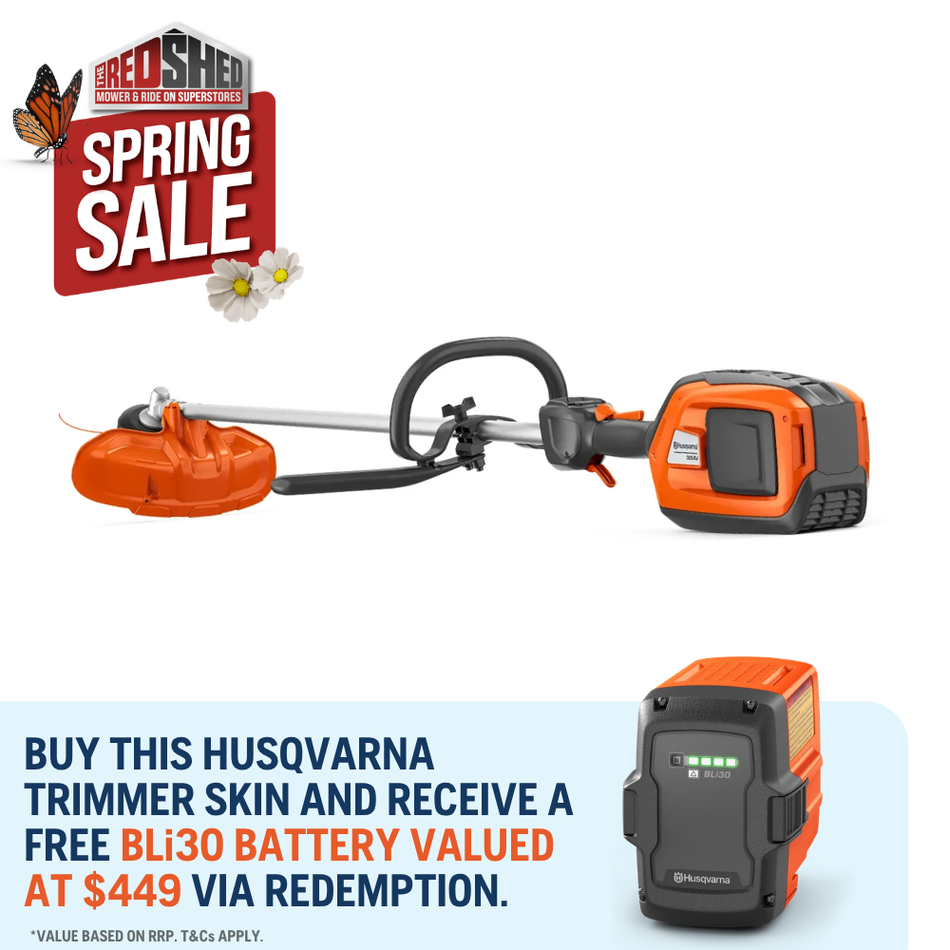 Husqvarna 325iRJ Battery Trimmer - Powerful and versatile battery brushcutter with harness.