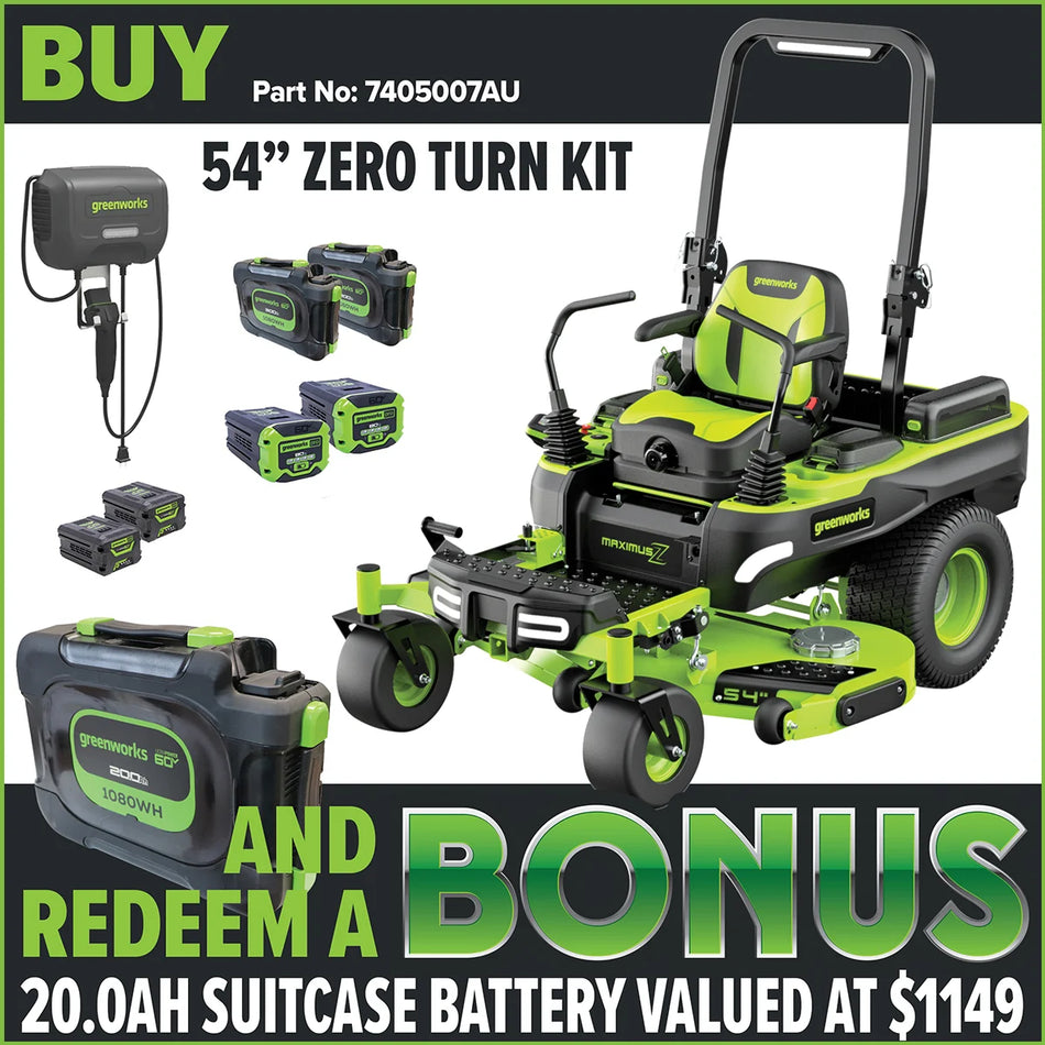 Greenworks MZ546 60V MaximusZ 54" Zero Turn Mower [7405007AU] - Ultra Performance, Better Than Petrol™