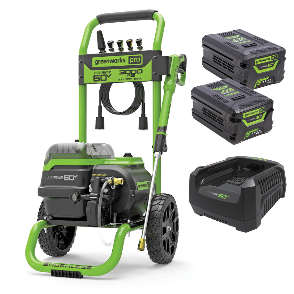 Greenworks PWC401 60V 3000PSI Dual Port Pressure Washer - Powers up easily and gets to work in no time.
