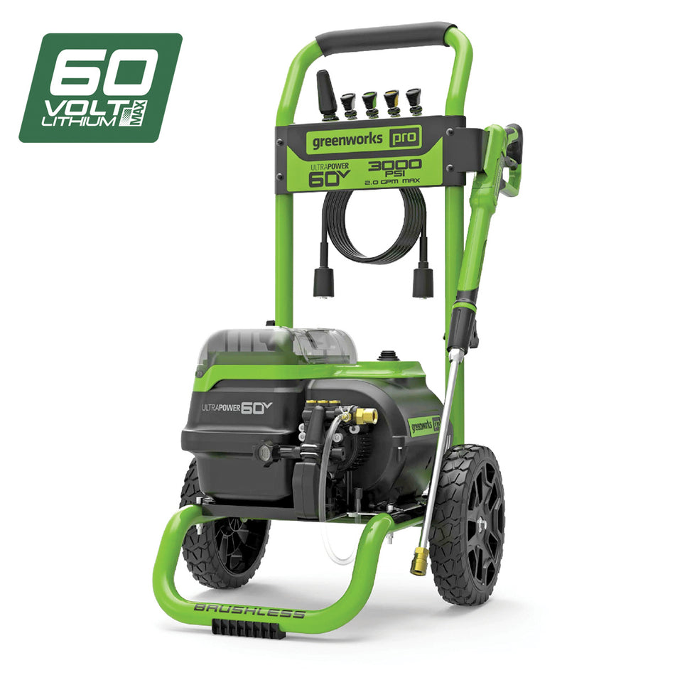 Greenworks PWC401 60V 3000PSI Dual Port Pressure Washer - Powers up easily and gets to work in no time.