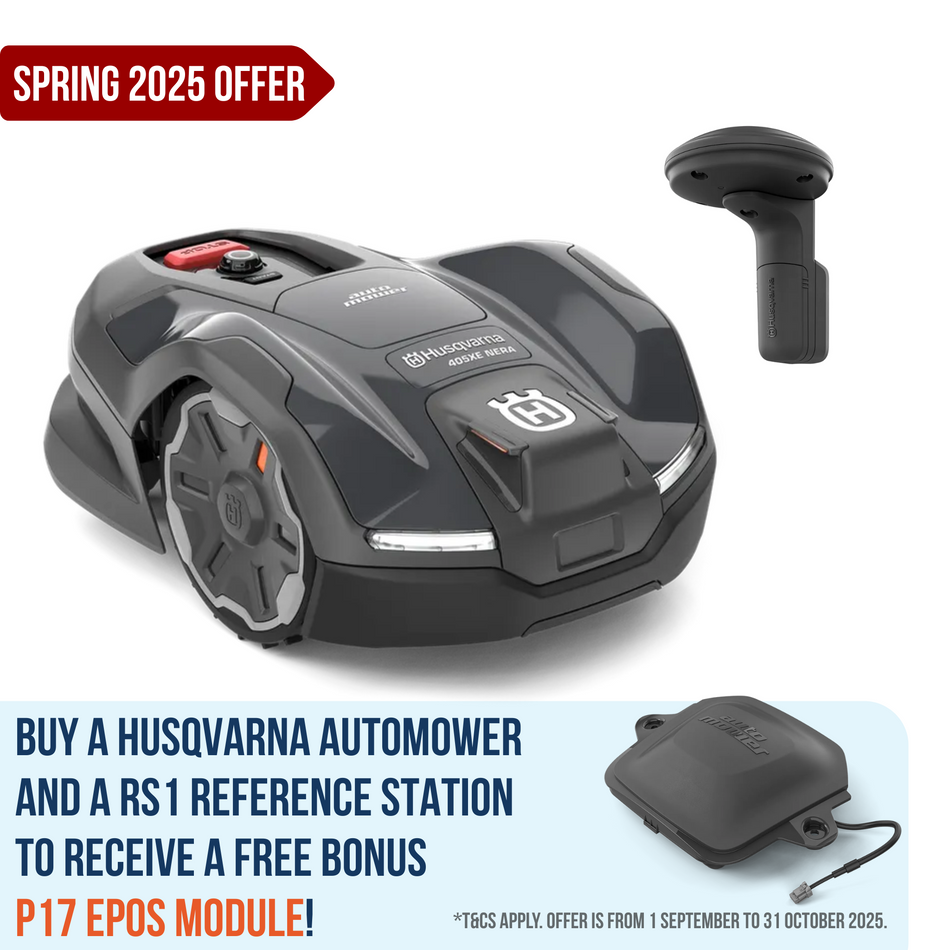 Husqvarna Automower® 405XE NERA - Robotic mower that trims the edges and avoids objects on the lawn.