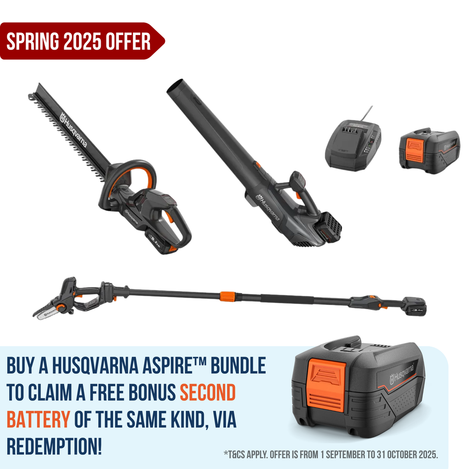 Husqvarna Aspire™ Hedge Trimmer + Blower + Pole Pruner Bundle - With 4.0Ah Battery and Charger