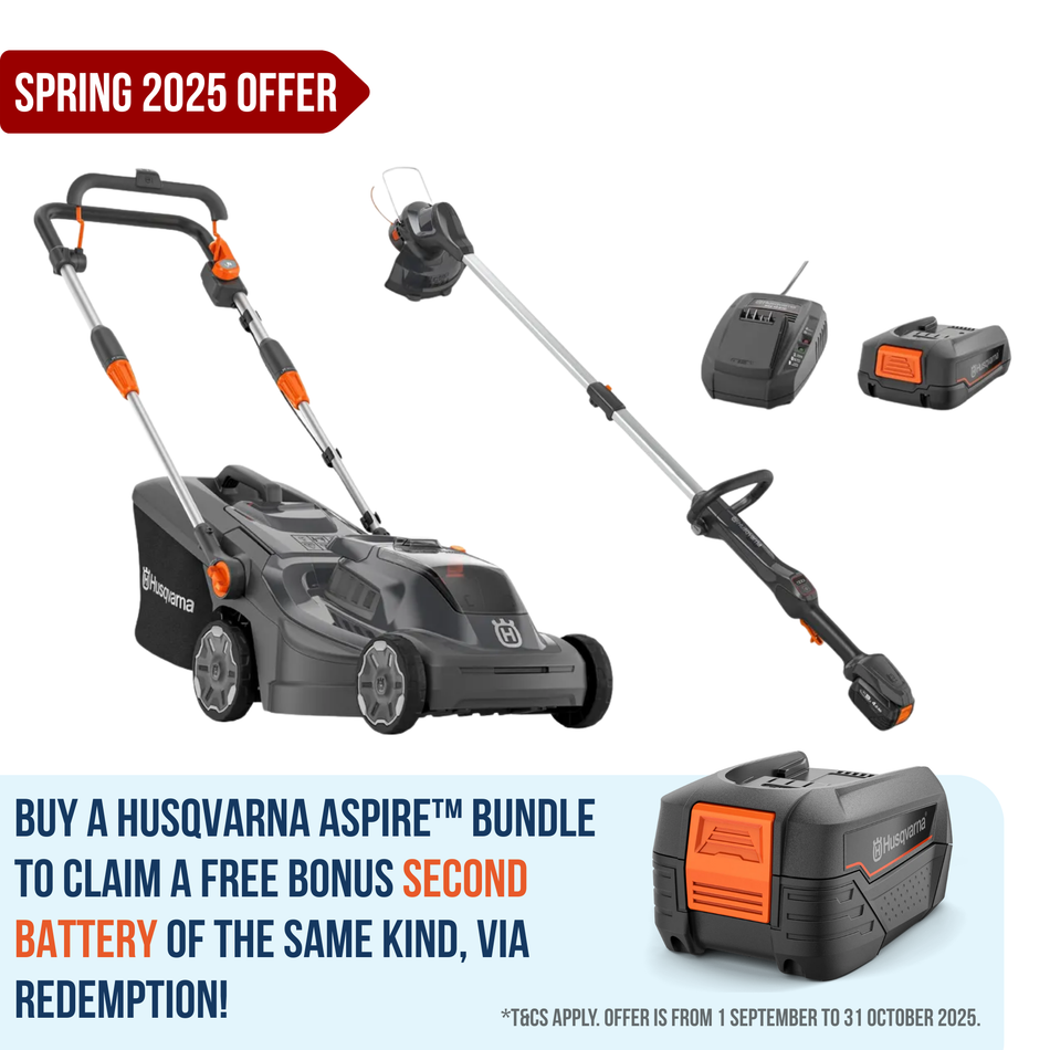 Husqvarna Aspire™ Lawn Mower + Grass Trimmer Bundle - With 4.0Ah Battery and Charger
