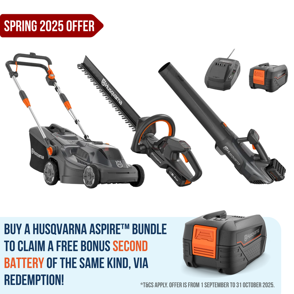Husqvarna Aspire™ Lawn Mower + Hedge Trimmer + Blower Bundle - With 4.0Ah Battery and Charger