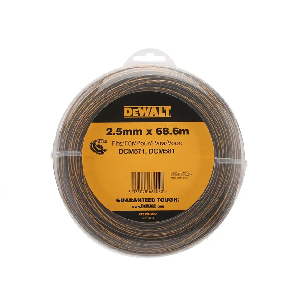 DeWALT 2.5mm X 68m Trimmer Line - Durable, aerodynamic profile, works with all DeWALT Trimmers