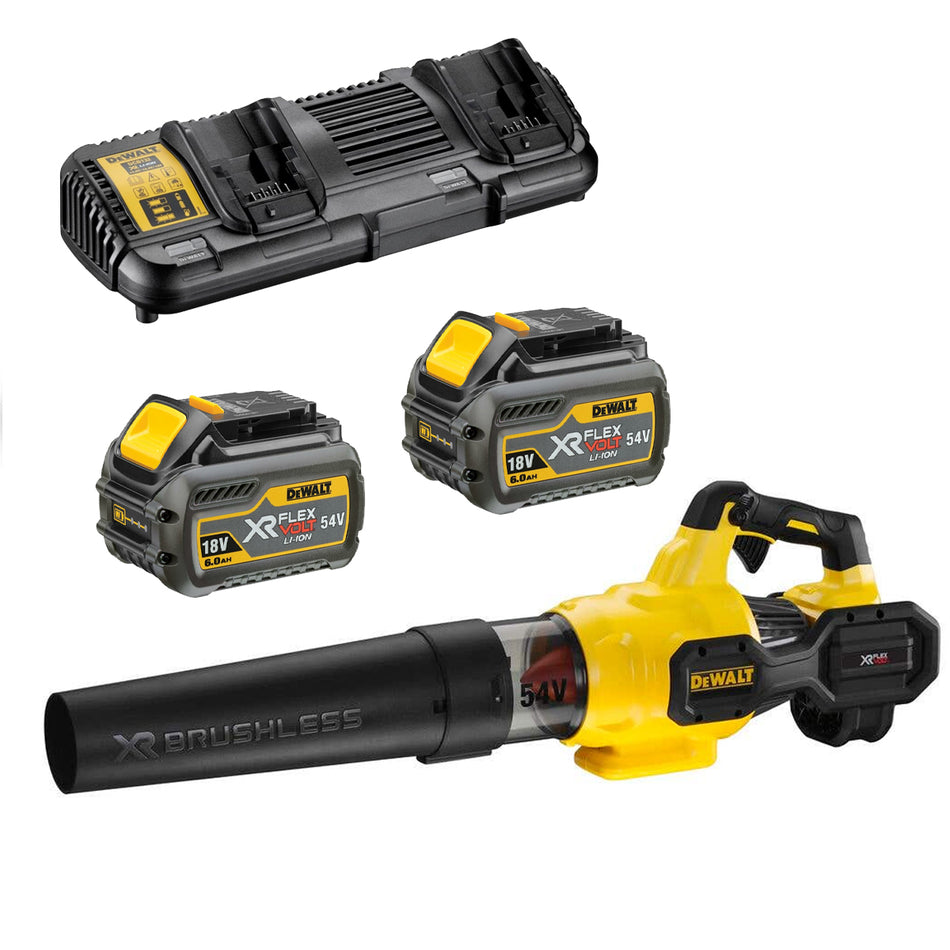 DeWALT 54V 12Ah XR Axial Blower Kit - 54V blower with brushless motor, variable speed, 2x6Ah batteries & charger