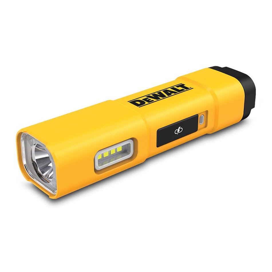 DeWALT USB-C Chargeable Flashlight - 1200 lumens, 3 modes, IP54, 8-hour rechargeable battery, compact design