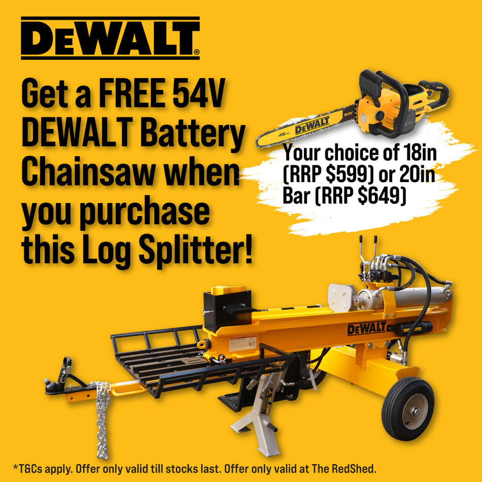 DeWALT 35T Lifting Log Splitter - 277cc Kohler engine, Fast 13s cycle time, Log Lifting Table!