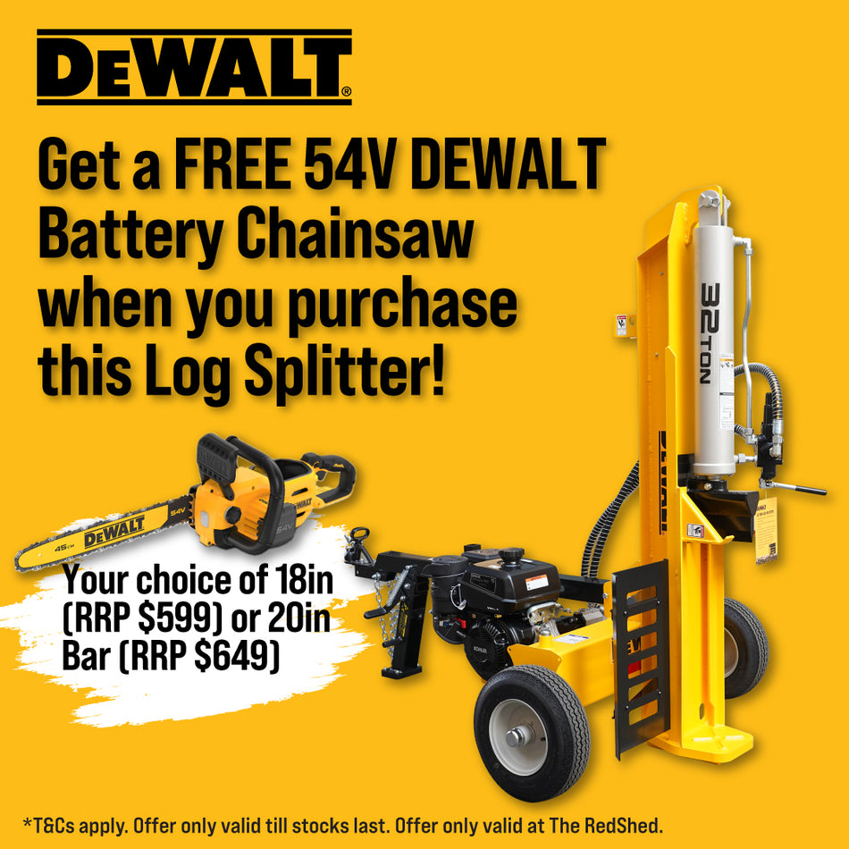 DeWALT 32T Log Splitter - 277cc Kohler engine, Fast 13s cycle time, Horizontal/Vertical Operation!