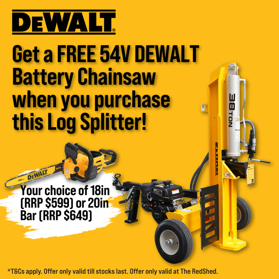 DeWALT 38T Log Splitter - 429cc Kohler engine, Fast 14s cycle time, Horizontal/Vertical Operation!