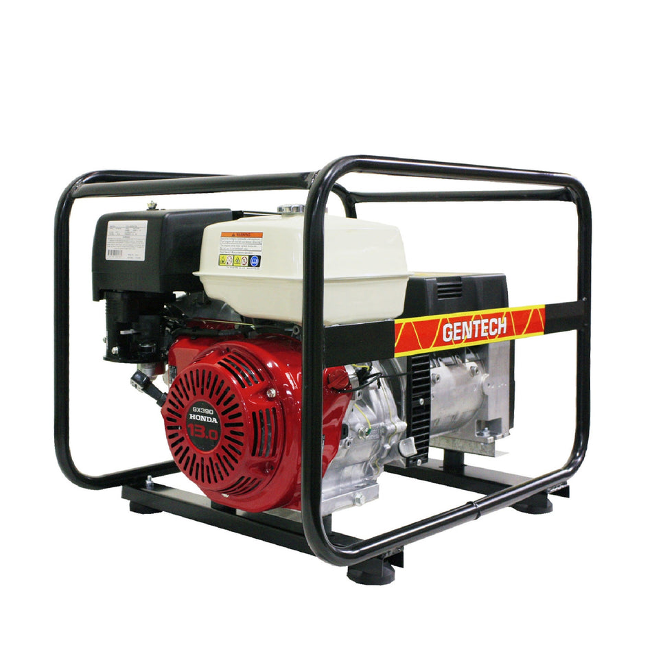 Gentech EP7000HSR Generator - 7kVA portable generator, Honda GX390 engine. 2.6hrs operation