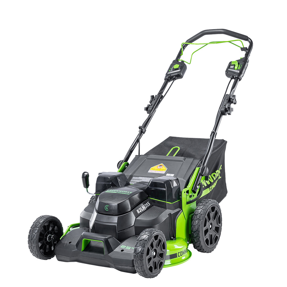 Greenworks 82V 25'' SP Mower - Self-Propelled, 25" cut, high visibility LEDs, brushless motors, foldable