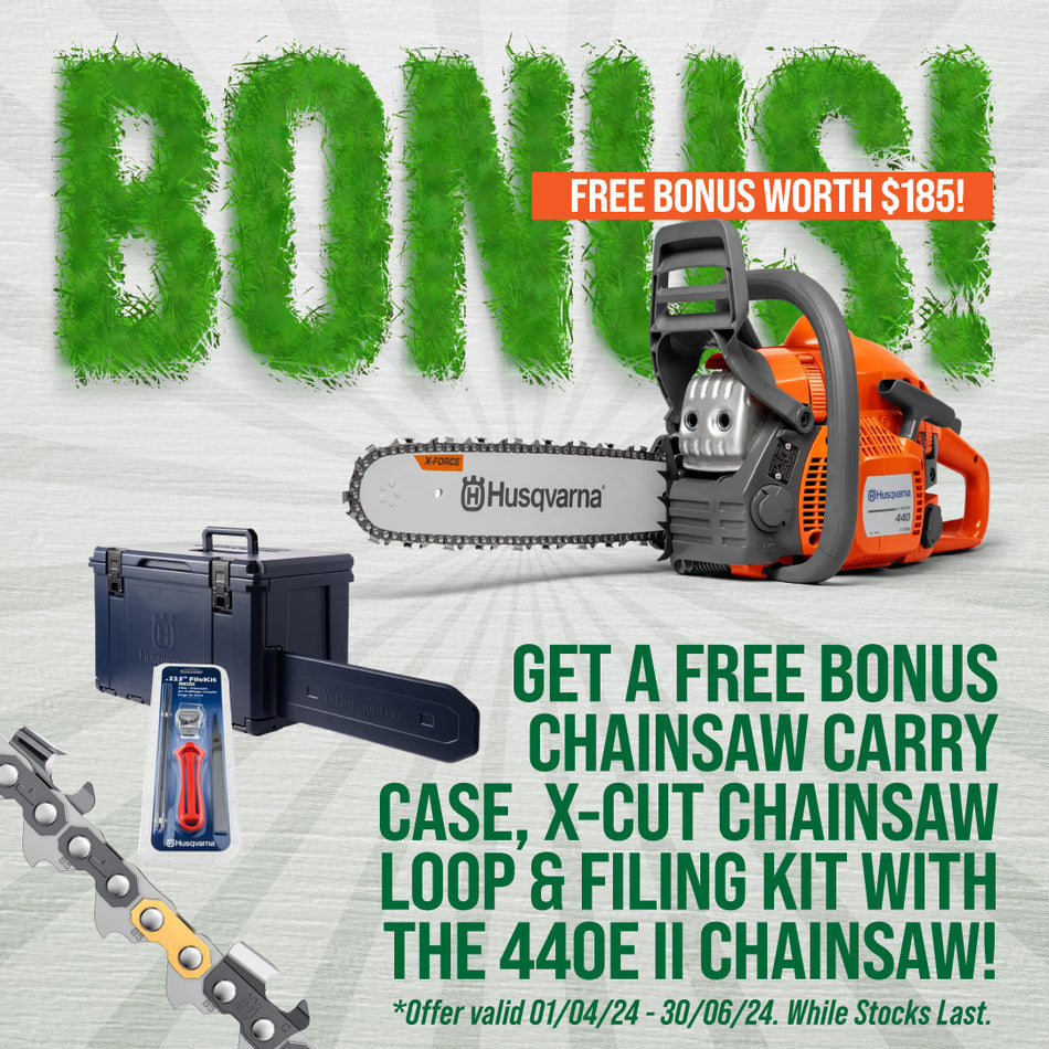 Husqvarna 440e II Saw ($185 BONUS) - 16" bar, 40.9cc saw built for Heavy Duty use - WITH FREE $185 BONUS GIFTS!