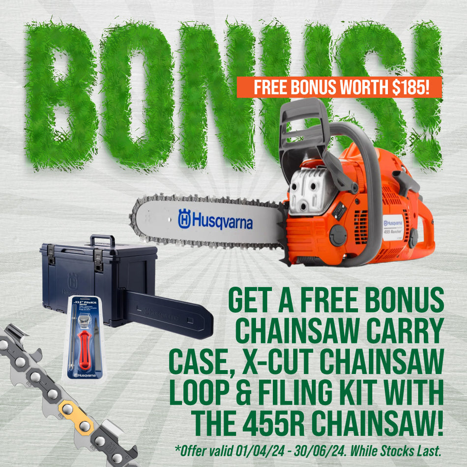 Husqvarna 455R Saw ($185 BONUS) - Powerful 55.5cc Chainsaw with 20" Bar - WITH FREE $185 BONUS GIFTS!