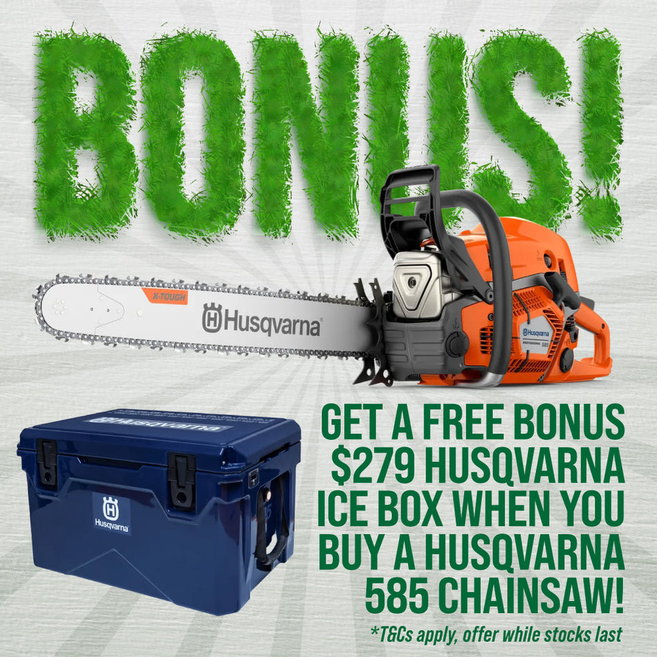 Husqvarna 585 Saw ($279 BONUS) - 24in Powerful Chainsaw built for Arborists - SAVINGS & FREE $279 ICE BOX!