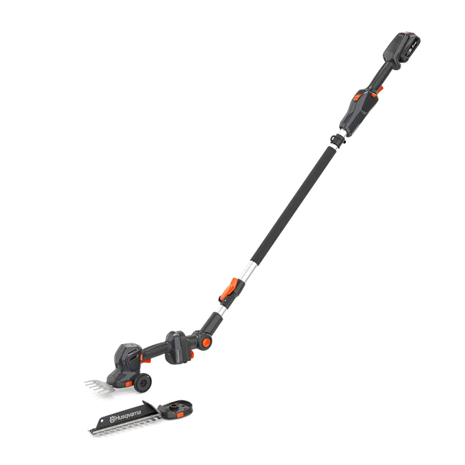 Husqvarna Aspire Shrub Shear + Pole 18V - Battery-powered multi-tool for trimming grass edges, shaping bushes & edges