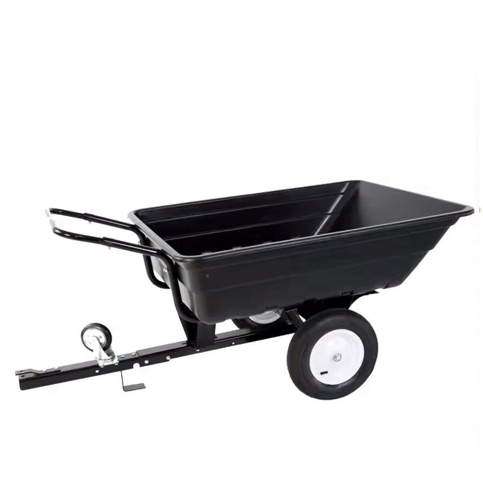 Poly Garden Cart Big Wheel (Black) - Tow Behind your Ride On Mower OR use it as a Wheel Barrow. Capacity 300 KG!