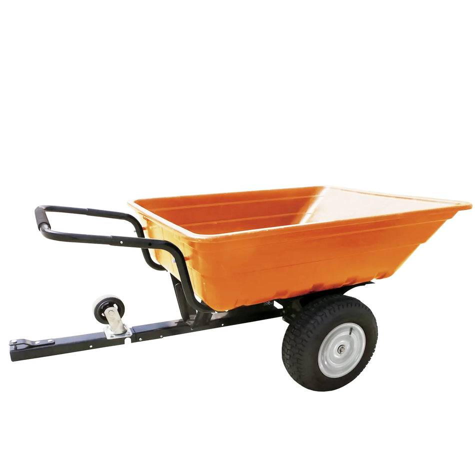 Poly Garden Cart Big Wheel (Orange) - Tow Behind your Ride On Mower OR use it as a Wheel Barrow. Capacity 300 KG!