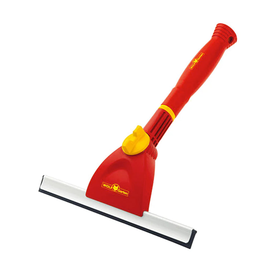 WOLF-Garten FW-M Window Squeegee - 110° adjustable head to wipe at any angle. Includes a short handle