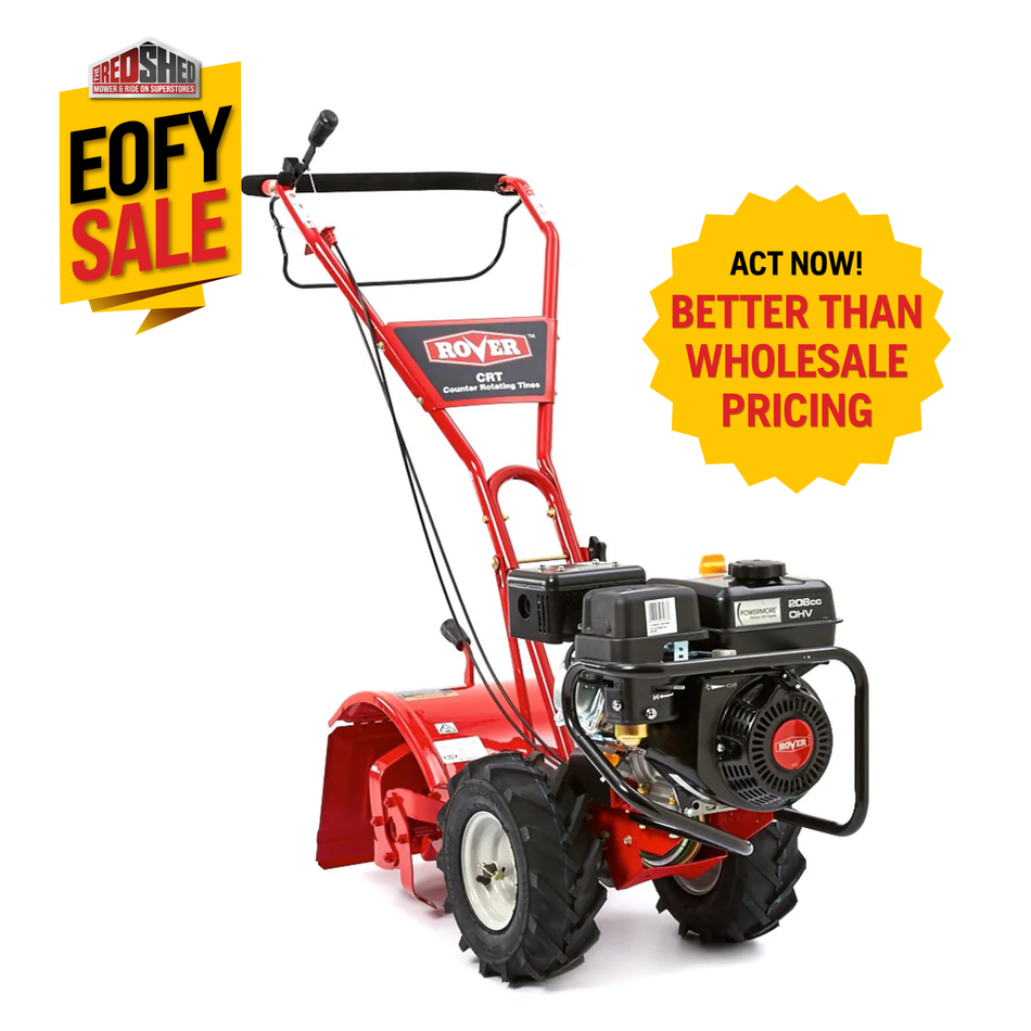 Rover Super Bronco CRT Tiller - 208cc Rover engine, 41cm (15") tilling depth, 5 year warranty!