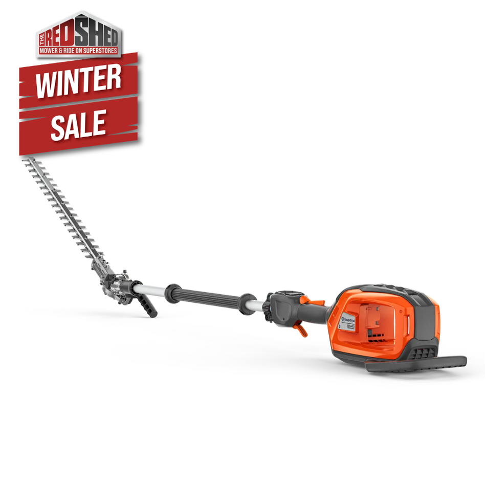 Husqvarna 525iHE3 Battery Hedge Trimmer - Battery-powered pole hedge trimmer with 3m reach and adjustable cutter bar.