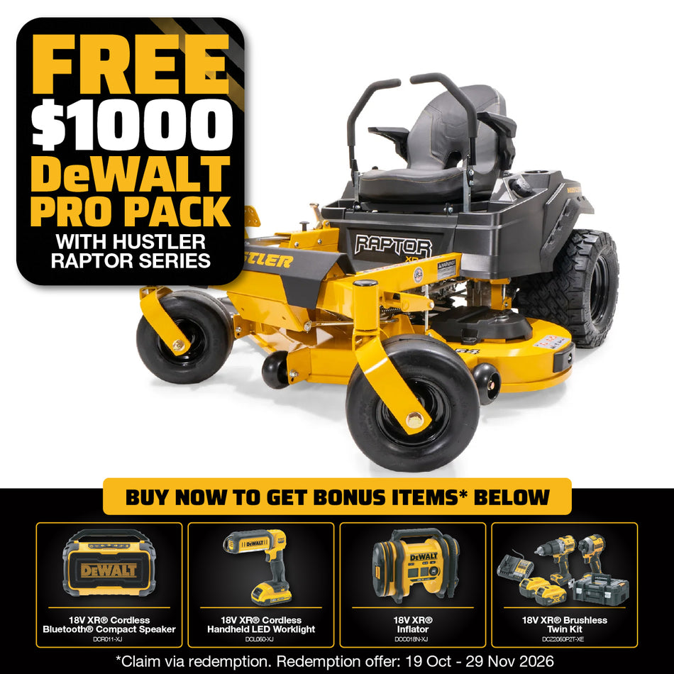 Hustler Raptor XD 54 Zero Turn Mower - 54" Fab Deck, 23HP Kawasaki engine, Hydro Transmission, 3yr warranty