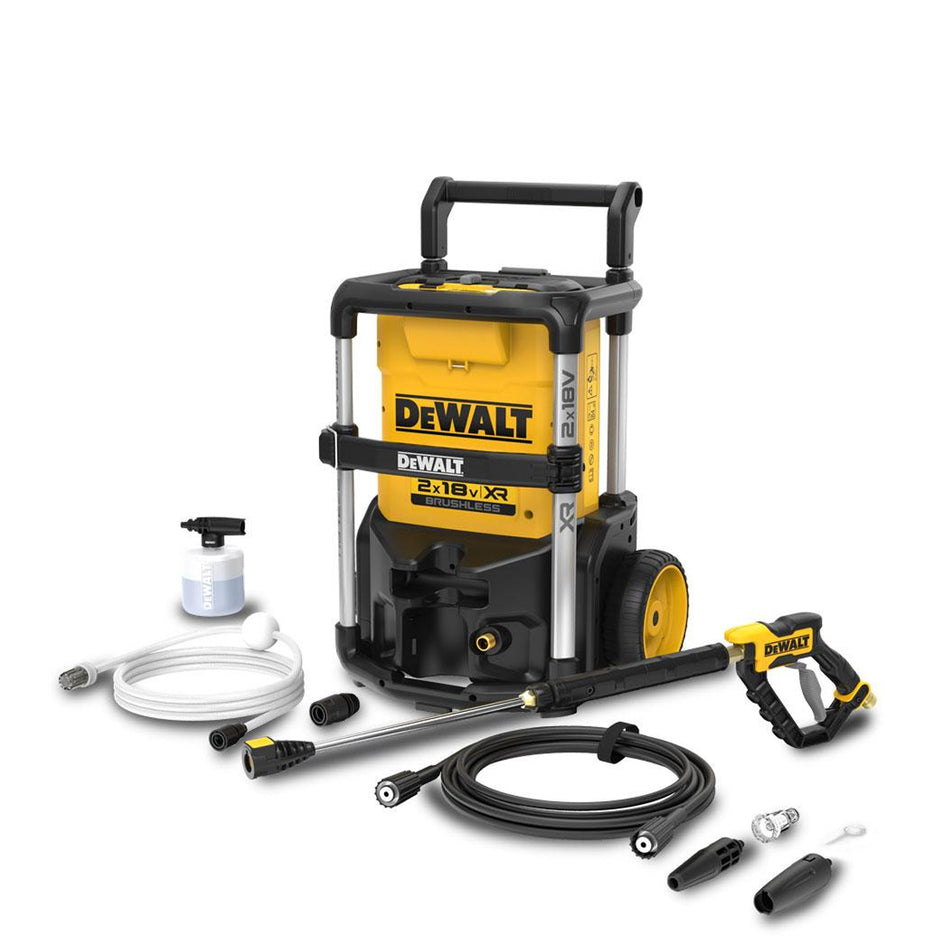 DeWALT 2x18V XR Pressure Washer - Cordless power, 3 pressure modes, durable design, up to 63 minutes runtime