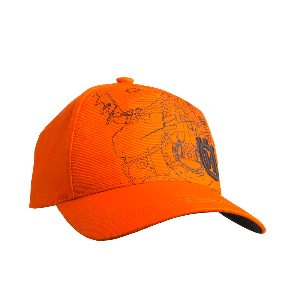 Husqvarna Xplorer Cap - Pioneer Saw - Vintage orange cap with adjustable hook and loop