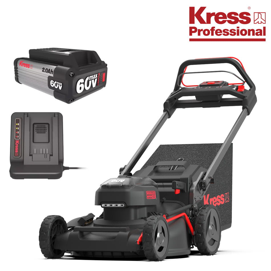 Kress Pro 51cm SP Mower Kit - Kress KG760E.9 60V 51cm mower with 1x KA3002 Battery and 1x KA3714 Charger