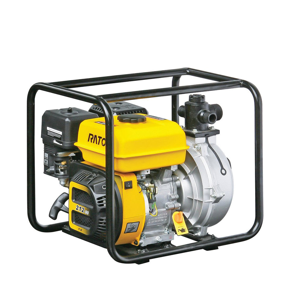 RATO 2” Twin Impeller HP Pump - Heavy Duty 212cc/7hp RATO engine, anti-vibration roll frame, portable!