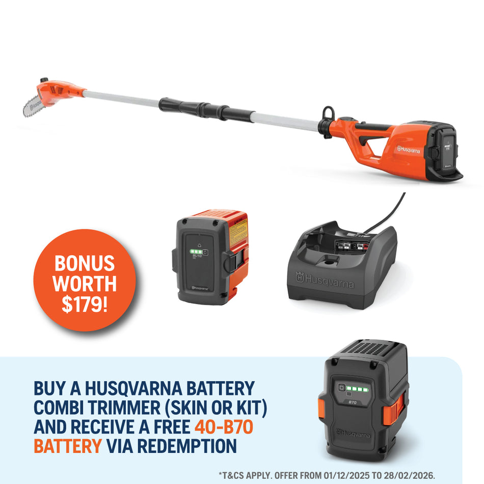 Husqvarna 120iTK4-PH Combi Trimmer - Powerful Combi Pole Saw & Hedge Trimmer with telescopic tube!