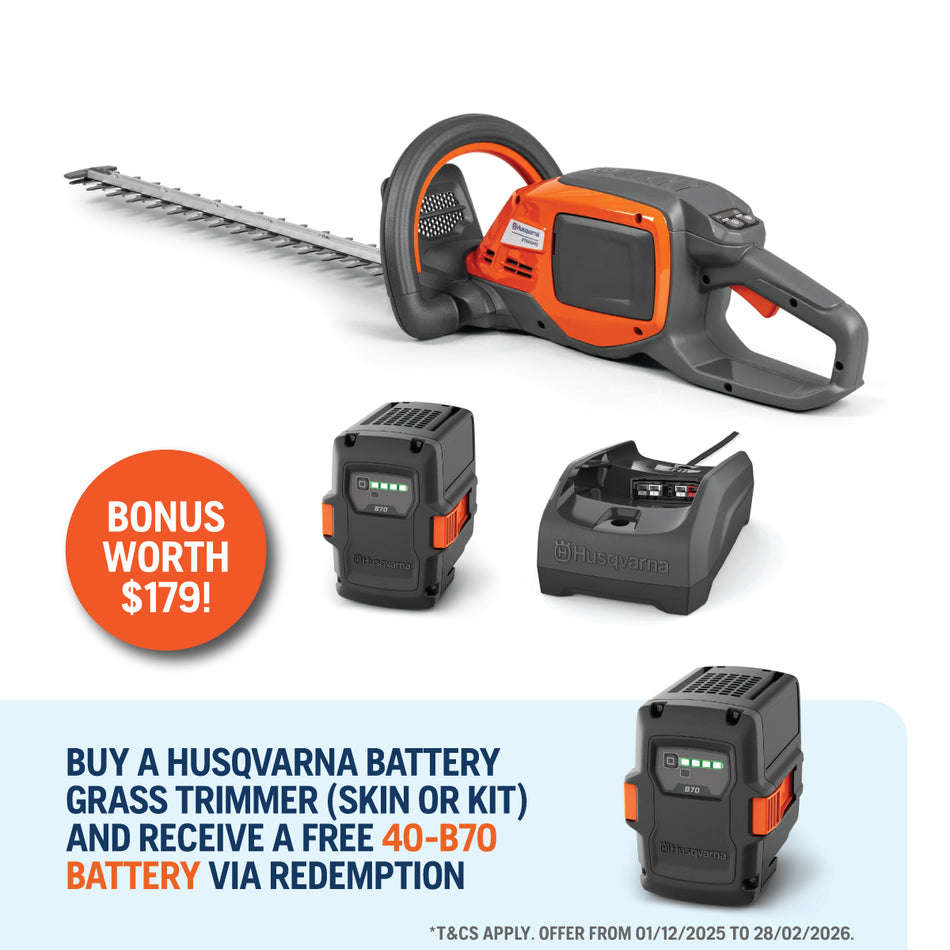 Husqvarna 215iHD45 Hedge Trimmer - double-sided battery hedge trimmer ideal for any home-use!