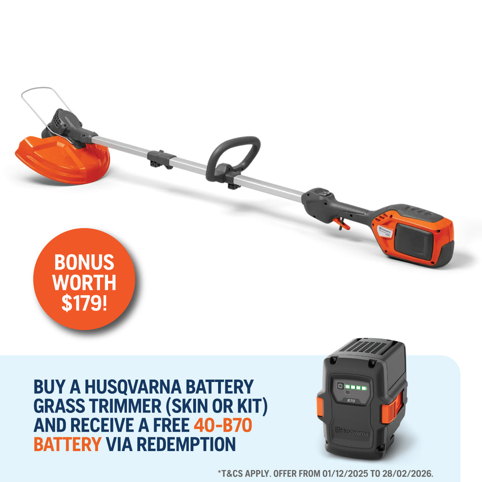 Husqvarna 215iL Battery Trimmer - Premium-quality, battery grass trimmer