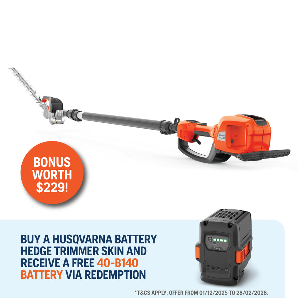 Husqvarna 520iHT4 (Skin Only) - high-capacity battery-powered telescopic pole hedge trimmer, 4.5 M reach