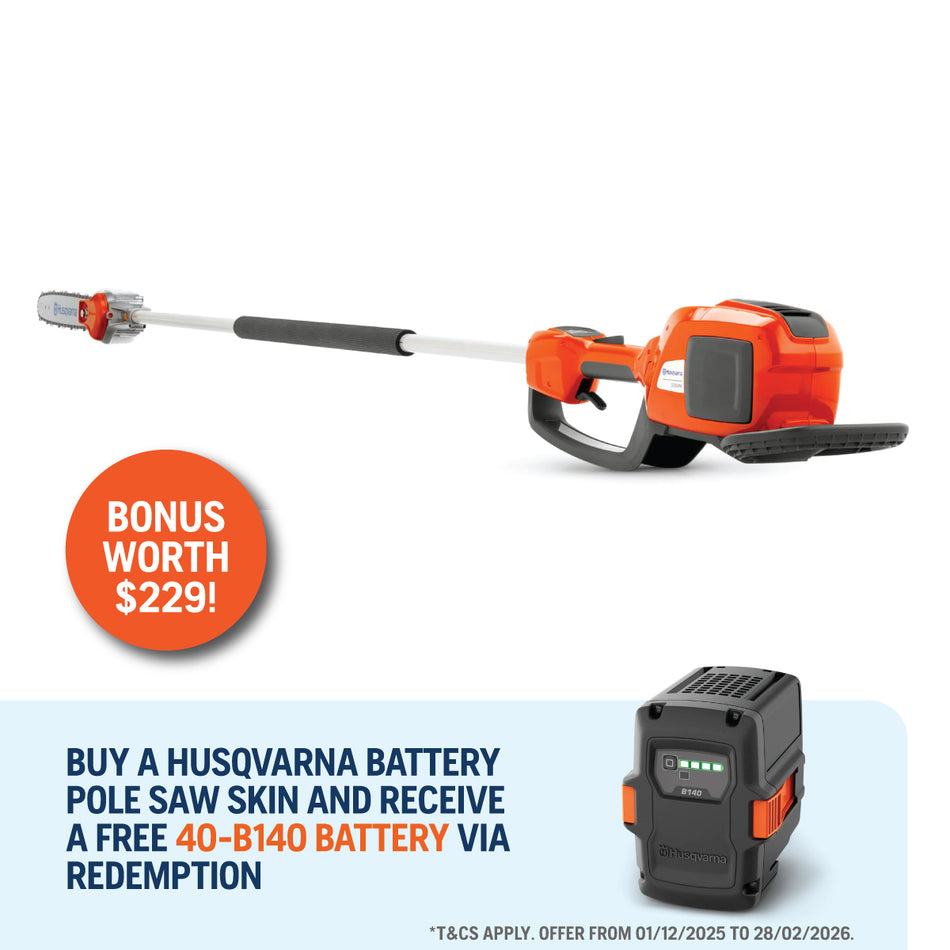 Husqvarna 530iP4 Battery Pole Saw - High-performance battery pole saw with up to 4 m reach
