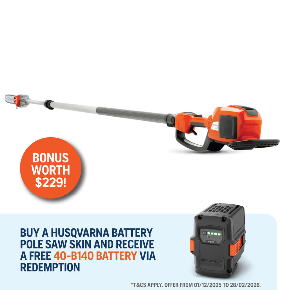 Husqvarna 530iPT5 Battery Pole Saw - High-performance battery pole saw with telescopic shaft and 5m reach