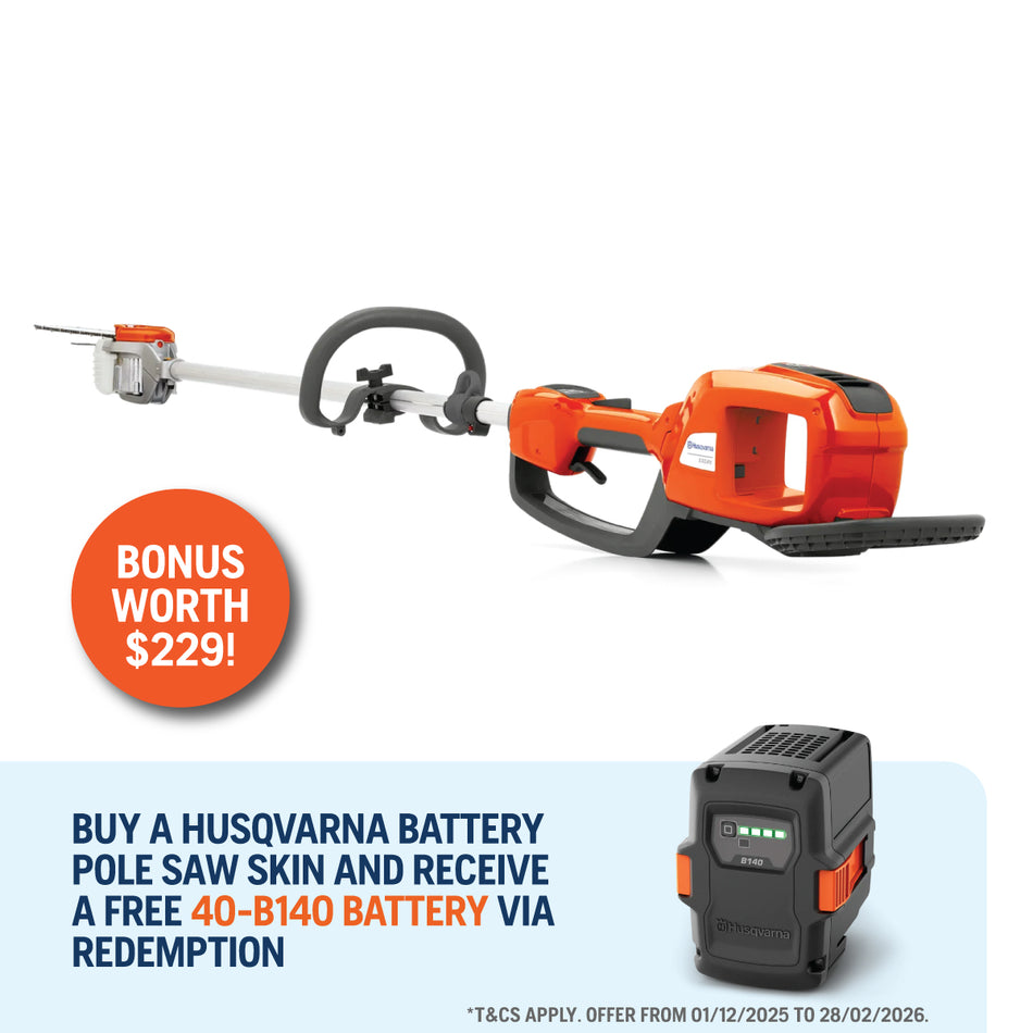 Husqvarna 530iPX Battery Pole Saw - Battery forestry clearing saw designed for easy handling in tough terrain