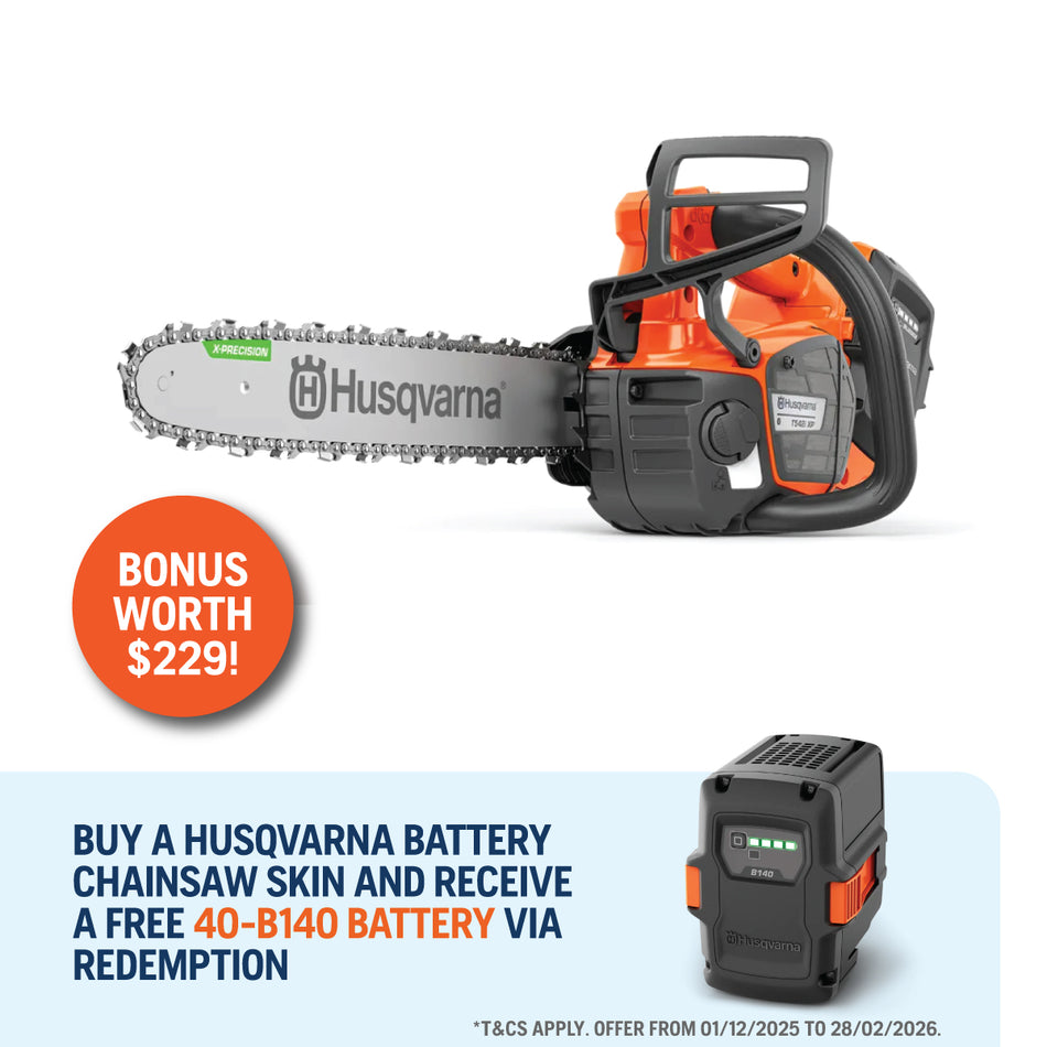 Husqvarna T542iXP Battery Chainsaw - 12” professional battery chainsaw with brushless motor & mounted spikes